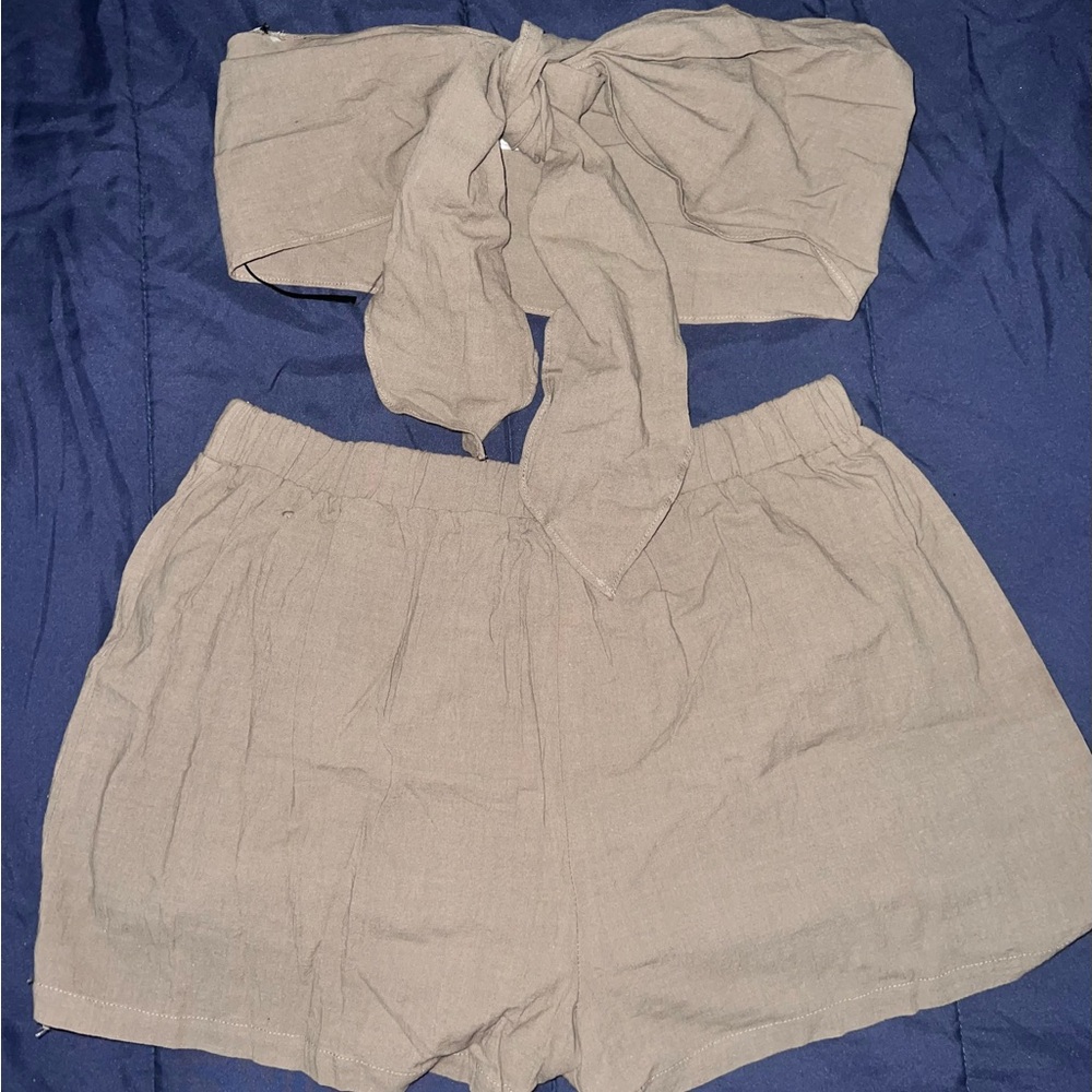 High Waist Tan Shorts with Relaxed Fit